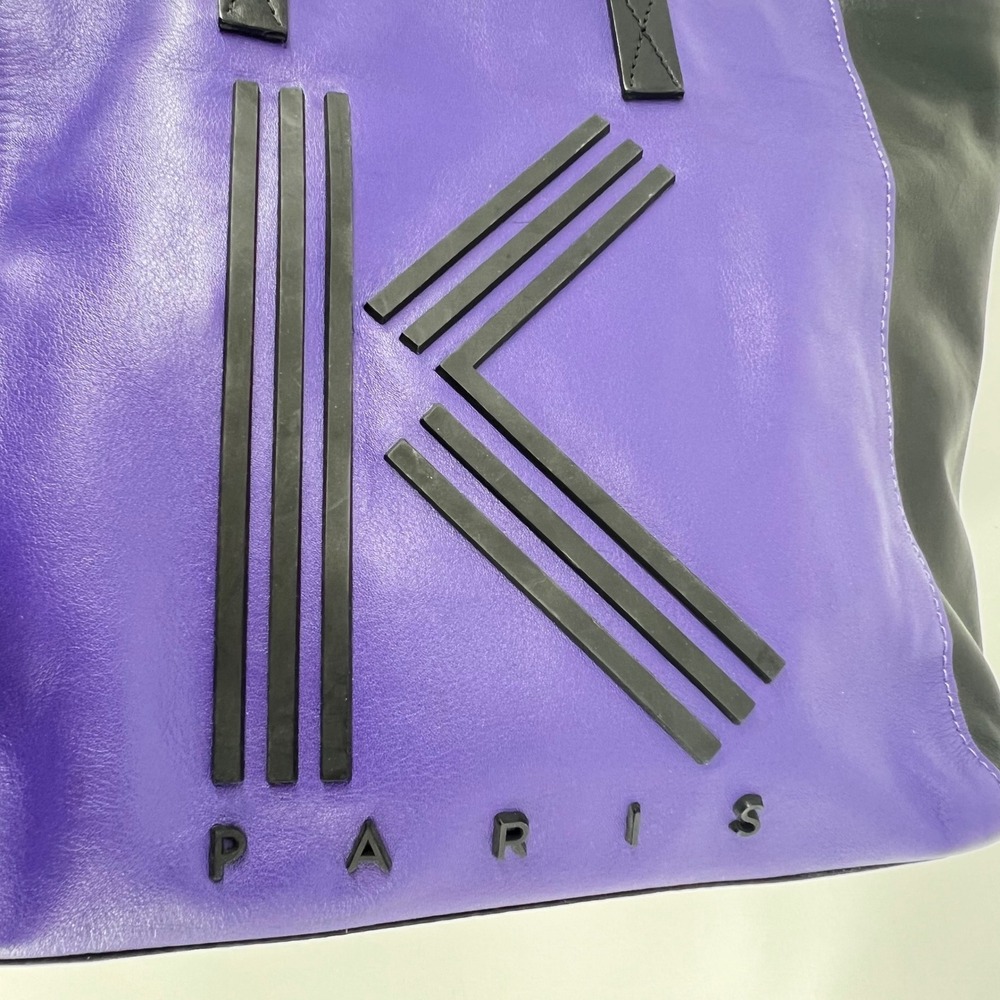 Kenzo Paris Purple and Black‎ K Logo Leather Tote Bag Shoulder Handbag Women's - Picture 12 of 14